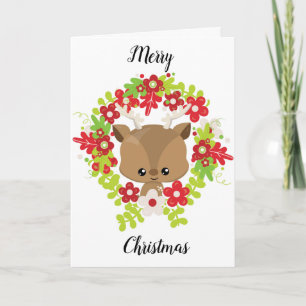 Carte de Noël animal mignonne Whimsical