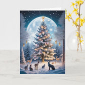 Carte de Noël Animaux (Fleur jaune)