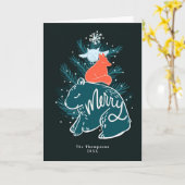 Carte de Noël animaux de la forêt joyeux (Fleur jaune)