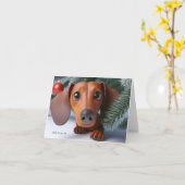 Carte de Noël Animée Dachshund 3D (Fleur jaune)