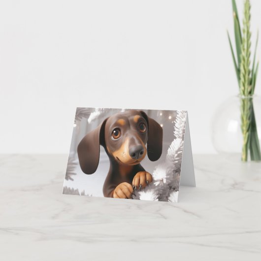 Carte de Noël Animée Dachshund 3D (Devant)