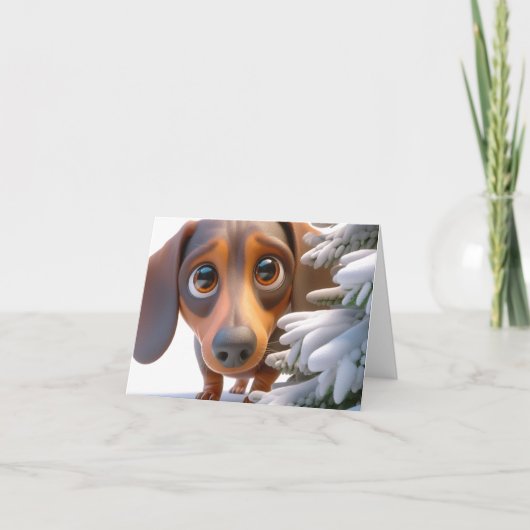 Carte de Noël Animée Dachshund 3D (Devant)