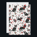 Carte de Noël Appartement de vacances Cute Retro B<br><div class="desc">Ce mignon petit chat de Noël noir se fait un plaisir de se faire des frissons pendant les vacances de Yuletide. Porter des chapeaux de Père Noël et des foulards rouge vif, ce qui crée sans aucun doute des ennuis adorables au milieu de tout le décor de cette carte de...</div>