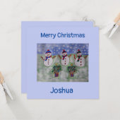Carte de Noël Appartement Snowmen (Devant/Arrière en situation)