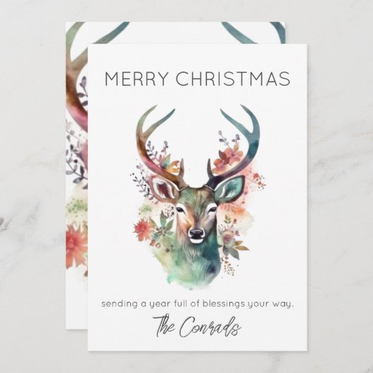 Carte de Noël Aquarelle (Devant / Derrière)