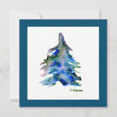 Carte de Noël Aquarelle "Arbre Simple" (Devant)