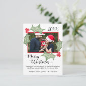 Carte de Noël aquarelle avec feuilles de houx et p (Debout devant)