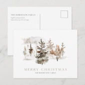 Carte de Noël aquarelle avec paysage hivernal (Devant / Derrière)