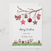 Carte de Noël Aquarelle Blanc (Devant / Derrière)