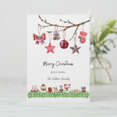 Carte de Noël Aquarelle Blanc (Debout devant)