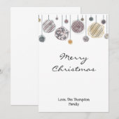 Carte de Noël aquarelle, carte de vacances, orneme (Devant / Derrière)