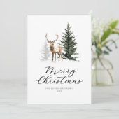 Carte de Noël aquarelle cerf bois (Debout devant)