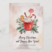 Carte de Noël Aquarelle Colorful Classic Cookie (Devant / Derrière)