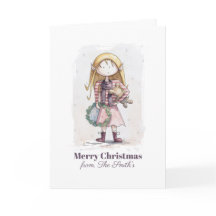 Carte de Noël aquarelle fantaisiste représentant u