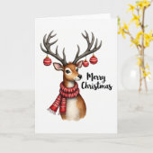 Carte de Noël Aquarelle Reindeer (Fleur jaune)