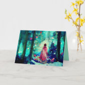 Carte de Noël aquarelle style Alphonse Mucha (Fleur jaune)