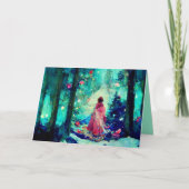Carte de Noël aquarelle style Alphonse Mucha (Devant)