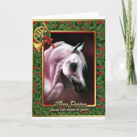 Carte de Noël Arabe de blanc de cheval (Devant)