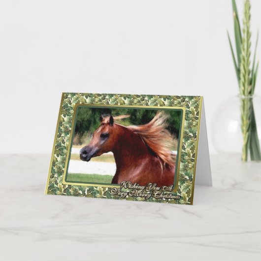 Carte de Noël Arabe de blanc de cheval (Devant)