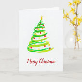 Carte de Noël arbre à l'aquarelle (Fleur jaune)