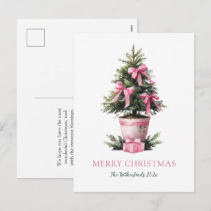 Carte de Noël Arbre aux Rubans Roses