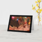 Carte de Noël arbre chat tigré (Fleur jaune)