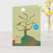 Carte de Noël Arbre D'Art (Fleur jaune)