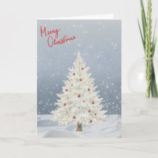 Carte de Noël arbre de Noël blanc et rouge