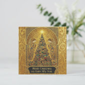 Carte de Noël Arbre de Noël Doré avec Anges – Élég (Debout devant)