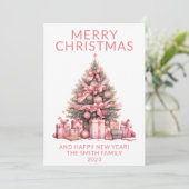 Carte de Noël arbre de Noël rose (Debout devant)
