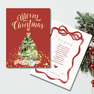 Carte de Noël Arbre de Noël Rouge Rétro Vintage