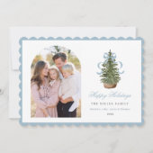 Carte de Noël arbre de Noël ruban bleu (Devant)