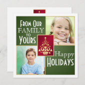 Carte de Noël Arbre de Noël Vert, Rouge, Or (Devant / Derrière)