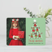 Carte de Noël Arbre Enfants Et Étoiles (Debout devant)