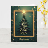 Carte de Noël Arbre Étoile Dorée (Fleur jaune)