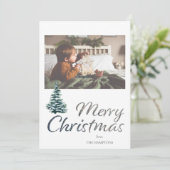 Carte de Noël Arbre Joyeux & Paillettes Argentées (Debout devant)