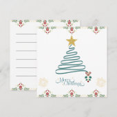 Carte de Noël arbre ruban minimaliste (Devant / Derrière)