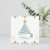 Carte de Noël arbre ruban minimaliste (Debout devant)