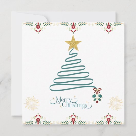 Carte de Noël arbre ruban minimaliste (Devant)