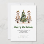Carte de Noël arbre unique Léopard Or aquarelle (Devant)