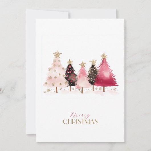 Carte de Noël Arbres Rose Tendance (Devant)