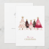 Carte de Noël Arbres Rose Tendance (Devant / Derrière)