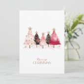 Carte de Noël Arbres Rose Tendance (Debout devant)