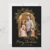 Carte de Noël Arc en feuillage noir et or (Devant)