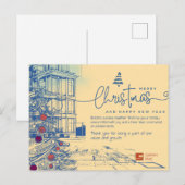 Carte de Noël Architecture et Blueprint Élégant (Devant / Derrière)