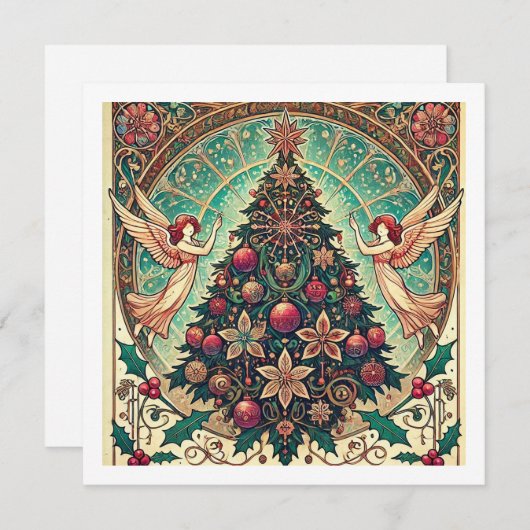 Carte de Noël Art Nouveau (Devant / Derrière)