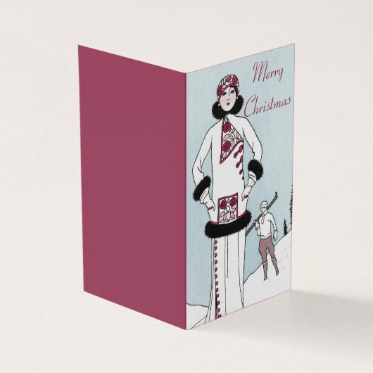 Carte de Noël Art Nouveau Reine des neiges Joyeux (Outside)