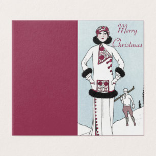 Carte de Noël Art Nouveau Reine des neiges Joyeux