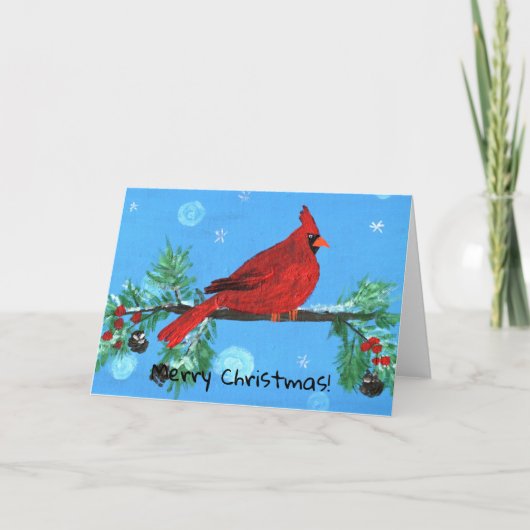 Carte de Noël - Art pour enfants - Cardinal (Devant)