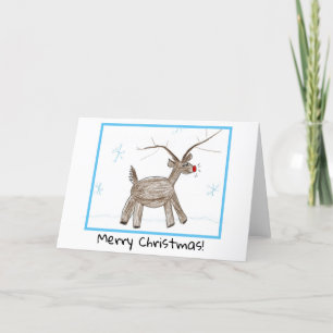 Carte de Noël - Art pour enfants - Rudolph